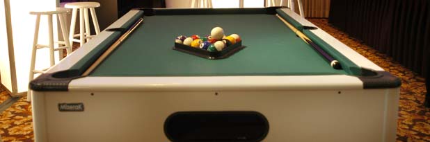 Miami Pool & Billiards tables available as part of our Novely Enterainment event & party services